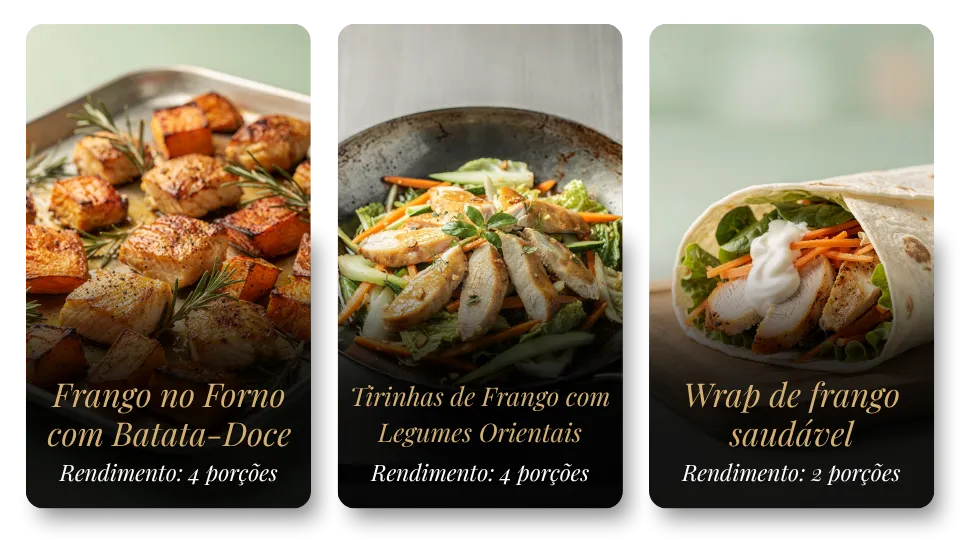 Mais receitas - Frango no Forno, Tirinhas de Frango, Wrap de Frango